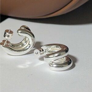Jenny Bird Silver Curved Earrings